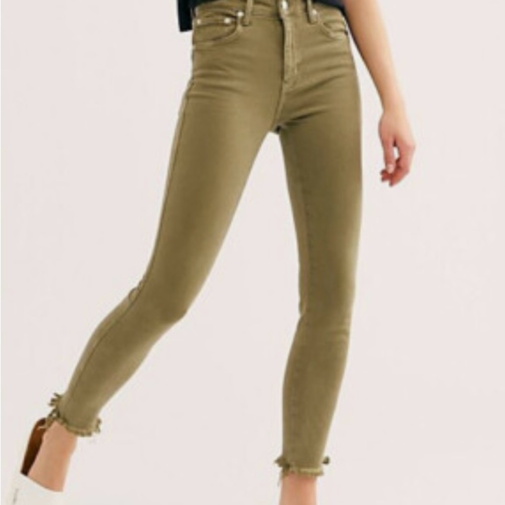 Free People Green Skinny Jeans High-Rise Stretch
